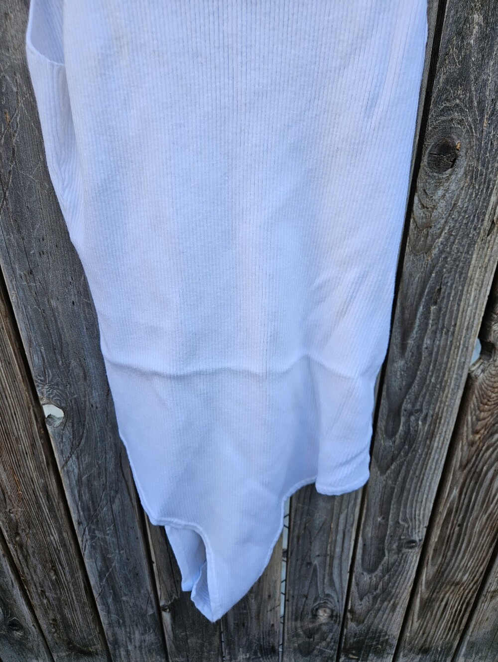 Blue Blosson White Ribbed Square-Neck Tank Bodysuit Women's Size XL - Picture 12 of 13